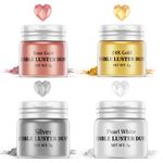 Nomeca Luster Dust Edible Set - 4 Colors Food Grade Shimmer Cake Dust Metallic Food Coloring Powder Glitter for Cake Decorating, Baking, Fondant, Gumpaste, Chocolate, Candy, Drinks, Cookie (3g/Bottle） (L)