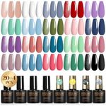 ROSALIND 24PCS Gel Nail Polish with Base and Matte Top Coat Gel Polish, White Nude Gel Polish Soak Off UV LED Gel Nails Starter Kit Gel Polish Set DIY Salon Gift for Woman