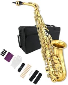 WUQIMUSC Alto Saxophone Beginner kit for Adults, Student Saxophone Alto Eb, Professional Saxophone Instrument with Mouthpiece, Straps, Reeds, Pads, Case (Gold)