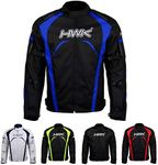 HWK Motorcycle Jacket for Men & Women, Waterproof, High Visibility Rain Jacket with CE Armor, Adjustable, Durable Polyester Motorcycle Riding Jacket, Dirt Bike Gear Enduro Racing, Blue, L