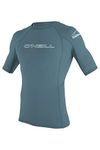 O'Neill Wetsuits Men's Basic Skins UPF 50+ Short Sleeve Rash Guard, Dusty Blue, Large