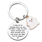 BFF Friendship Gifts for Women Girls Ghost Friend Keychain Funny Bestie Christmas Birthday Gifts for Long Distance Best Friends Holloween Gifts for Her Soul Sister Keychains