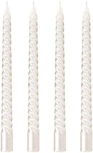 Wrcevtor 10 inch Taper Candles Set of 4 |7.5 hrs Clean Burning Unscented, for Wedding, Parties,Home Decor and Special Occasions,Long Candle Sticks, Spiral Candle Christmas Candles (10 INCH, White)