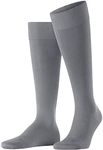 FALKE Mens Energizing Cotton M Kh Thin With Compression 1 Pair Knee-High Socks, Grey (Pavement 3828), 8.5-9.5 UK