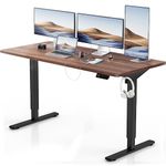 Devoko Electric Standing Desk Height Adjustable Standing Desk 140 x 60 cm, Stand Up Desk for Kids and Adults, Sit Stand Desk Adjustable Height Desk for Home Office (Walnut)