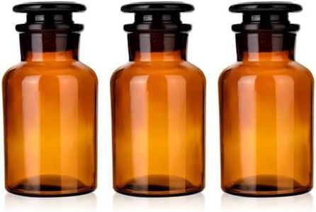 Kestun 3 Packs 125ml Lab Glass Reagent Bottle,Wide Mouth Clear Glass Storage Bottle with Ground Stopper，Decorative Bottles/Vase (Amber)…