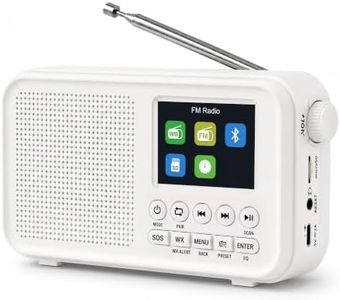Raynic FM Radio with Bluetooth, NOAA Weather Band, 2.4" Color Screen, Rechargeable Portable Radio, Dual Alarms, microSD Playback, USB-C Charging, Headphone Jack for Home, Bedroom, Office & Travel