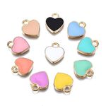 DanLingJewelry 100pcs Random Color Alloy Enamel Heart Charms Peach Heart Charms Enamel Dangle Pendants for Valentine's Day Jewelry Making