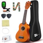 Everjoys Soprano Ukulele Beginner Pack-21 Inch w/Gig Bag Fast Learn Songbook Digital Tuner All in One Kit