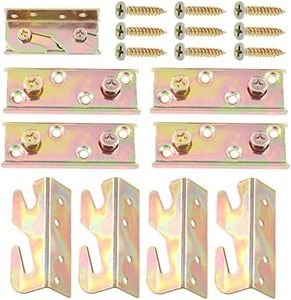 Swpeet 40Pcs 4 Inch Bed Rail Brackets Tool Set, 4 Pair of Heavy Duty Non-Mortise Bed Frame Connectors Wooden Bed Rail Fasteners with 32Pcs Screws, Bed Rail Fittings for Headboards Footboards