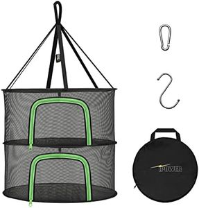 iPower Herb Drying Rack 2-Layer 2-Feet Hanging Mesh Net Dryer Collapsible with U-Shape Zippers, Pothook, Carabiner and Storage Pouch, for Hydroponics Flowers, Buds, Fruits, Seafoods, Clothes