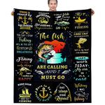 Fishing Gifts for Men, Funny Fishing Gifts 50x60 Inches Fishing Blanket for Boys Soft Flannel Throw Blankets for Fishing Lovers