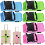 6 Pack Luggage Straps for Suitcases, Luggage Strap, Suitcase Strap,Luggage Belt Strap,Suitcase Belt Strap, Buckle Straps,Bag Straps for Luggage (Blue,Green,Pink)