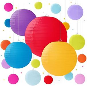 20 Colorful Round Paper Lanterns for Weddings, Birthdays, Parties and Events - Assorted Sizes of 6", 8", 10", 12" (5 of Each Size) - by Avoseta