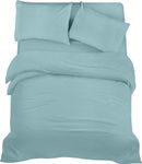 Utopia Bedding 4 Piece Double Bedding Set - Duvet Cover, Fitted Sheet with Pillow cases - Soft Brushed Microfiber (Spa Blue)