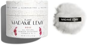 Madame Lemy Talc-Free Powder - Multi-Purpose Deodorant & Body Powder- All-Natural, Aluminium-Free, Vegan & Plastic-Free - Luxurious Puff & Container - Anti-Chafing Formula | Rose, 0.75 oz