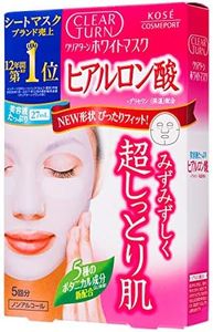 Kose Clearturn White Hyaluronic Acid Paper Facial Mask---5 Piece