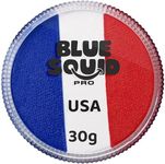 Blue Squid PRO Face Paint - Professional Water Based Single Cake Facepaint & Body Paints - SFX Makeup, Kids Adults Face Painting for Costume, Halloween, Cosplay - Split Red, White & Blue 30g / 1oz