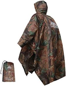 Waterproof Lightweight Reusable Rain Poncho with Adjustable Hood and Arms for Hiking, Camping, Multifunctional Raincoat for Men Women Adults, Large (Leaf Camo)