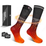 Heated Socks for Men Women,7.4V 2200mah Electric Rechargeable Battery Warm Winter Socks,Cold Weather Thermal Heating Socks Foot Warmers for Hunting Skiing Camping (Black Gray, L)