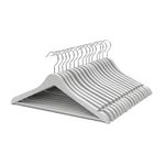 Amazon Basics Plastic Hangers – Grey Color, Chrome Hook, Glossy Finish, Pant Bar, Lightweight Design, 5kg Load, Pack of 20 (Size: 44 L × 23 H x 1 W cm)