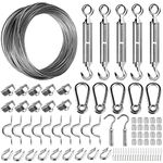 Suwdccl 200 Ft String Light Hanging Kit,Guide Wire for Outdoor Globe String Lights Suspension Kit,Vinyl Coated 304 Stainless Steel Wire Cable-for Patio,Garden,Backyard Lighting,Full Accessories