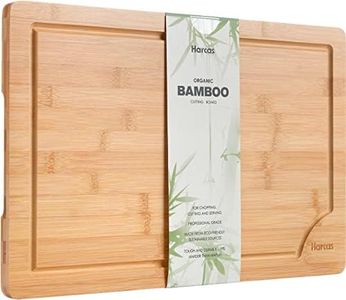 Tabla de Cortar De Bambú Orgánico Superior De Harcas. Tabla de Cortar Extra Grande 44.5cm X 30cm X 2cm. Lo Mejor Para Carne, Verduras Y Queso. Grado Profesional Por Fuerza Y Durabilidad