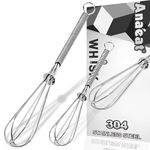 Anaeat Mini Wire Whisks, Set of 2 Portable Stainless Steel Kitchen Tiny Whisk & Egg Beater with Thick Wire - Sturdy Small Mixing Balloon for Cooking, Blending, Whiping, Beating and Stirring (5" + 7")