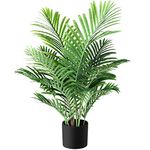 Fopamtri Kunstpflanzen Groß Areca Kunstpalme 90 cm im Topf Künstliche Pflanze Tropical Hawaii Grün Fake Plant für Schlafzimmer Büro Garten Hochzeit Party Deco (1 Stück)