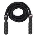 Rx Smart Gear Drag Jump Rope w/Non Slip Ergonomic Handles - Weighted Polypropylene Rope for Fitness & Exercise, Cardio Workout | Speed Jumping Rope for Men & Women WOD (Black, Small)