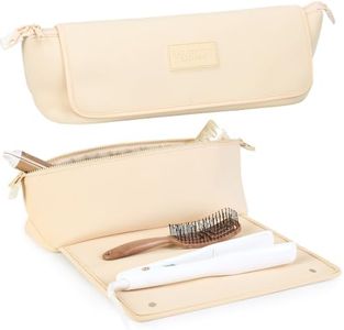 BAREFOOT CARIBOU Hair Tools Travel Bag and Heat Resistant Mat for Flat Irons, Straighteners, Curling Iron, and Haircare Accessories, 2-in-1 design, with Interior Pockets, Portable Organizer (Ivory)