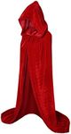 VGLOOK Unisex Adults Hooded Cloak Velvet Cape for Halloween Cosplay Costumes 59 inch Red