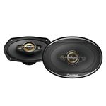 PIONEER TS-A6971F, 4-Way Coaxial Car Audio Speakers, Full Range, Clear Sound Quality, Easy Installation and Enhanced Bass Response, Black and Gold Colored 6” x 9” Oval Speakers