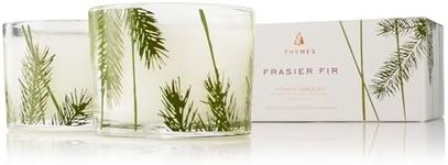 Thymes Pine Needle Candle Set – Scented Candle with Notes of Crisp Siberian Fir, Cedarwood and Sandalwood - Seasonal House Decor - Luxury Home Fragrance - Frasier Fir (3.75 Oz)