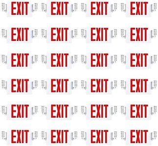 Sunco 24 Pack Red Exit Signs With Emergency Lights, Two Adjustable LED Lights, 94V-0 Fire Resistant, Backup Battery, 120-277V, Wall Or Ceiling Mount, Commercial Grade Double Sided UL