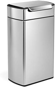 simplehuman CW2014 40L Rectangular Touch-Bar Kitchen Bin, Easy Open Touch-Bar, Stay-Open Lid, Inner Bucket, Space-Efficient Hinge, Fingerprint-Proof, Brushed Stainless Steel