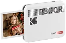 KODAK Mini 3 Retro 4PASS Portable Photo Printer (3x3 inches) + 8 Sheets, White