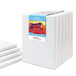 Artecho 8x10 Inch Stretched Canvas, White Blank 12 Pack, Primed 100% Cotton, Value Bulk Pack for Painting, Acrylic Pouring, Oil Paint & Artist Media