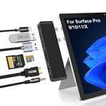 Surface Pro 9 USB Hub Docking Station, Surface pro 11 Adapter with 4K HDMI, USB-C Thunderbolt 4(8K Video+ Data+PD), 2 USB 3.0, SD/TF Card Slot, 3.5mm Audio, Hub for Microsoft Surface Pro 9/10/11/X