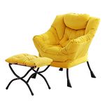 Tiita Lazy Chair with Ottoman, Modern Large Accent Lounge Chair, Leisure Sofa Armchair with Ottoman, Reading Chair with Footrest for Bedroom, Living Room, Dorm Rooms, Garden