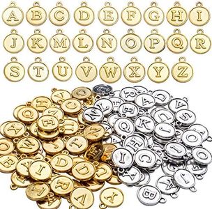 Aylifu 104 pcs A-Z Letter Charms Round Alphabet Charms Pendants for Necklace Bracelet Jewelry Craft DIY,Gold & Silver