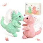 Crochetta Crochet Kit for Beginner, Crochet Starter Kit w Step-by-Step Video Tutorials, Crochet Kit for Beginners, Beginner Crochet Kit for Adults Kids Women Men Complete Kit Included (2 Dragons)