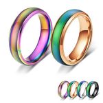 Mivofun 2 Pcs Mood Rings, Temperature Emotion Ring, Stainless Steel Color Changing Mood, for Boyfriend Girlfriend Couple Fashion Jewellery Daily Party Birthday Valentine's Day Gift Anniversary (6, Rose Gold, Rainbow)