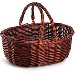 Dicunoy Wicker Picnic Basket with Handle, Large Empty Gift Basket to fill, Open Top Market Harvest Baskets for Garden, Fruit, Candy, Wine, Egg Gathering, Wedding, Vegetables