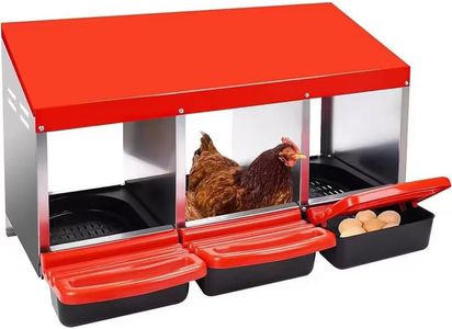 Chicken Hen Coop Hutch 3 Hole Inside Outside Roll Away Lay Egg Nesting Box