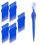 ALAZCO 30 pc Eyebrow Razor Precision Shaver Facial Exfoliating Dermaplaning Tool Peach Fuzz Face Brow Touch-Up Shaper Lip Bikini Area Razor Trimmer Washable Reusable Women Men - Blue