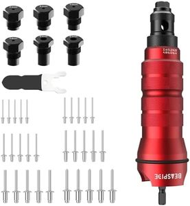 Beaspire Cordless Riveter Adapter, Electric Blind Rivet Drill Adapter Kit 2.4mm-6.4mm, Rivet Attachment Includes 6 Rivet Heads and 30 Blind Rivets, Rugged Carrying Case