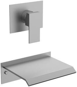 GRANDJOY Wall Mount Waterfall Bathtub Faucet Set, Single Handle Tub Filler with Pressure-Balanced Valve, Brushed Nickel