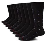 Tommy Hilfiger Men's Dress Socks - Lightweight Comfort Crew Sock (8 pack), Premium Black, 7-12