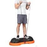De Jure Fitness Half Peanut Balance Trainer Ball with Foot Pump & Resistance Bands for Full Body Workout – Bosu Ball, Half Balance Ball, 40 Inch, Black/Orange